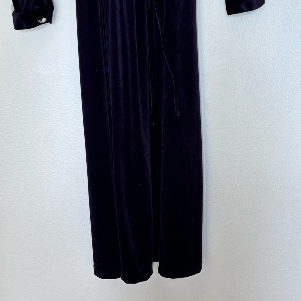 Coldwater Creek Velvet Maxi Dress PS Purple Embroidered Buttons - Picture 2 of 16